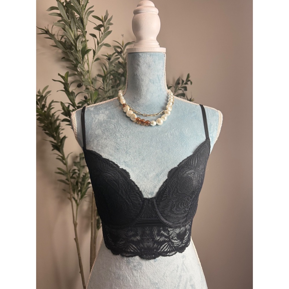 Cosabella Black Floral Lace Longline Underwire Bralette Adjustable Strap NEW 34D - Picture 4 of 12
